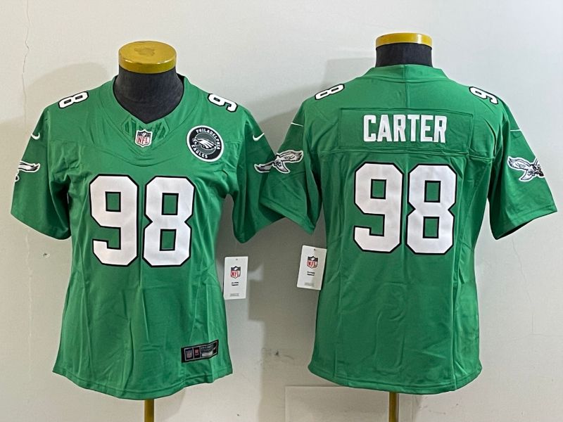 Women Philadelphia Eagles #98 Carter Green three generations 2025 Nike Vapor Limited NFL Jersey style 4->women nfl jersey->Women Jersey